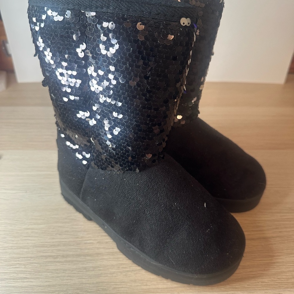 Bebe Girl Black Sequin Boots
